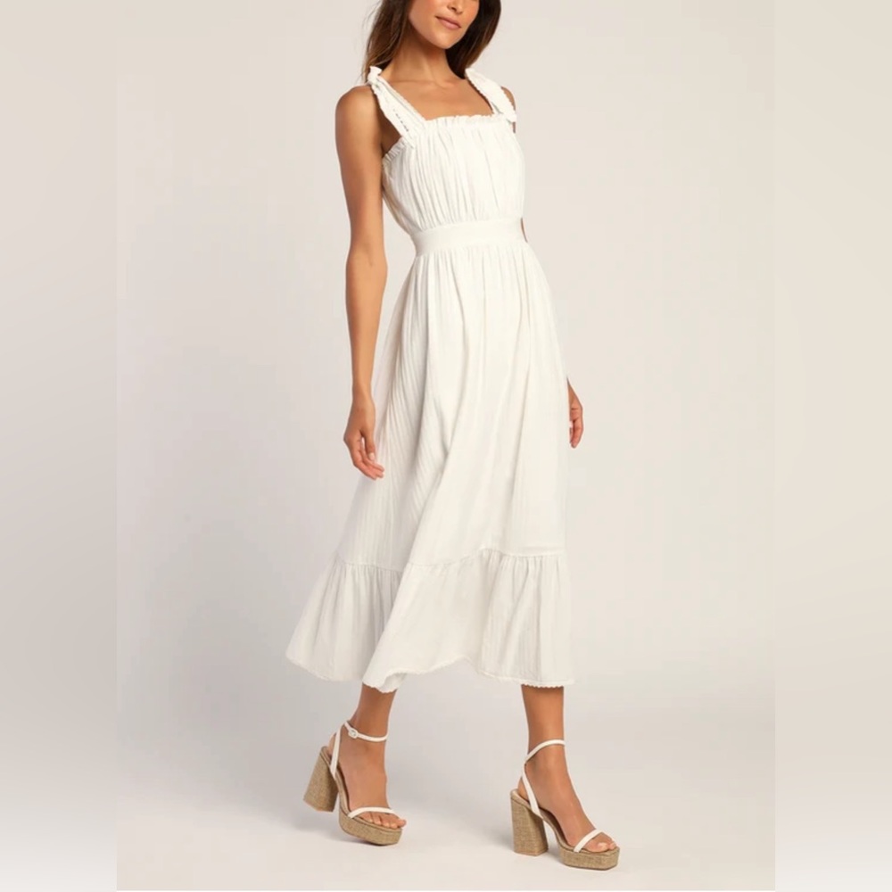Midi White Dress, Engagement Dress